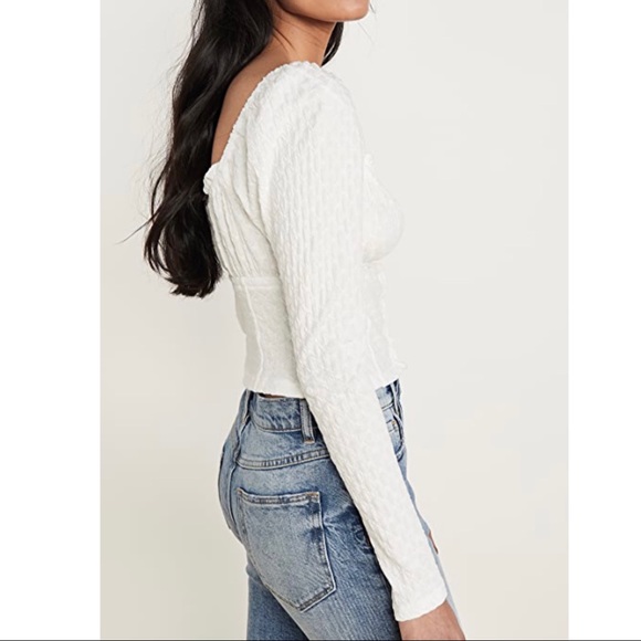 Free People Ladybug Long Sleeve Top in White Bustier - Picture 7 of 9